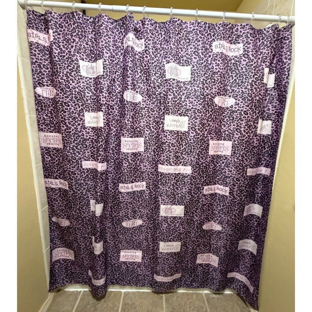 Unbranded Purple Leopard Print & Girls Theme Shower Curtain 100% Polyester 6 Ft.